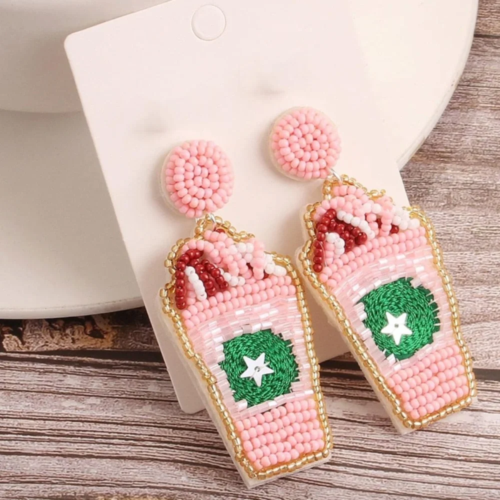 ❤️❤️ FREE Coffee Beaded Shimmer Hipster Pearl Faux Star Drop Chic Glam Earrings
